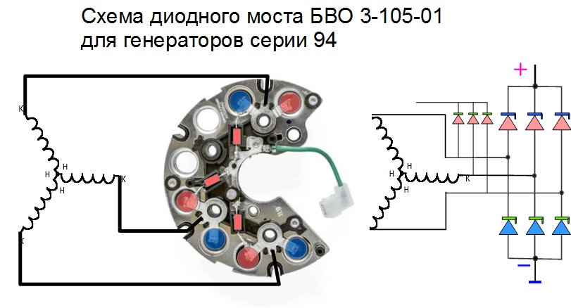 Схема диодного моста на 2110, БВО3-105-01